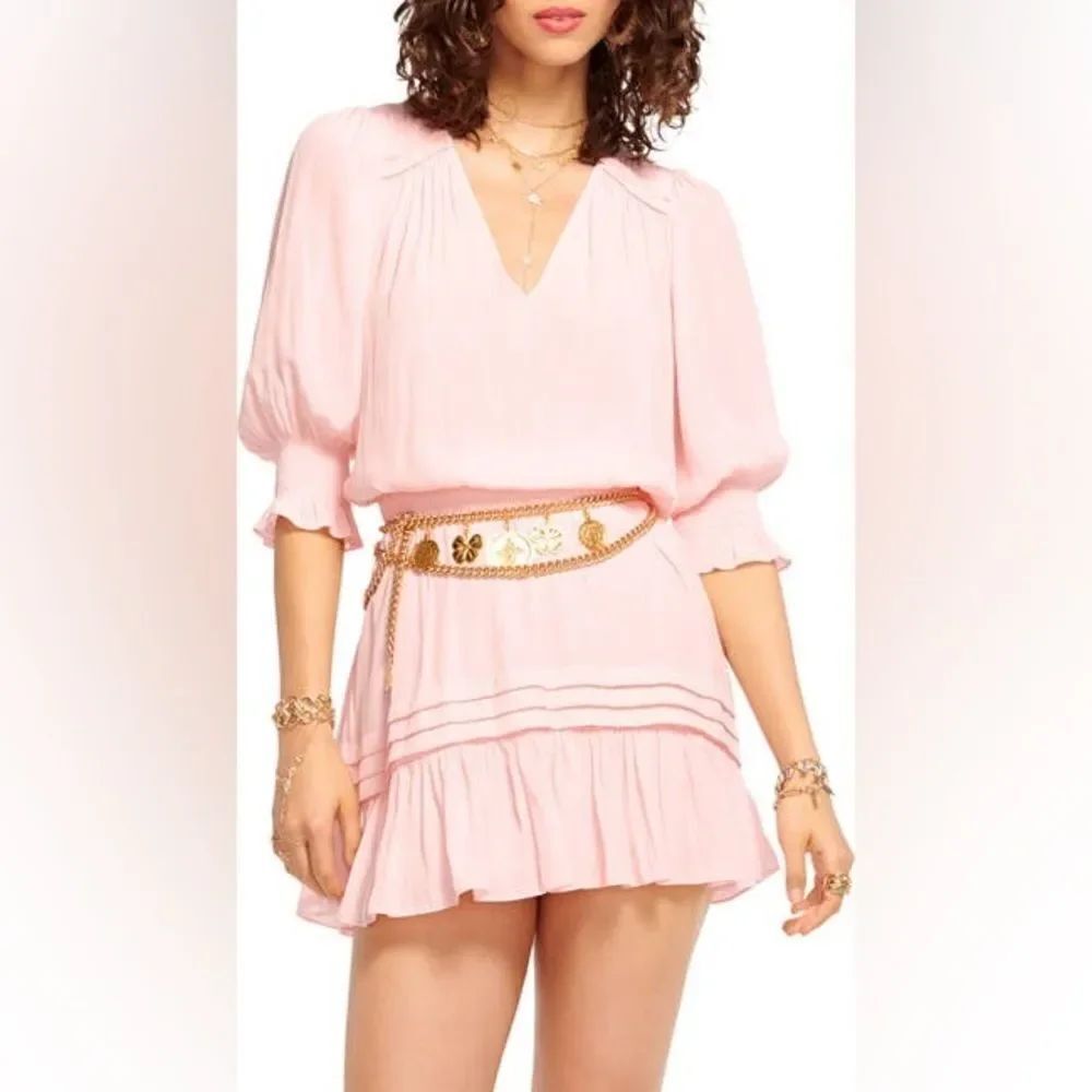 Ramy Brook NWT Barnus Puff Sleeve Blouson Dress in Candy Pink XSmall